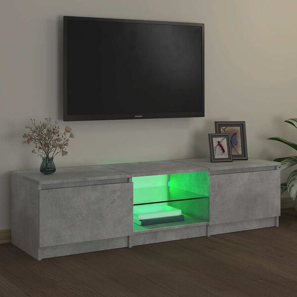 vidaXL Szafka pod TV z LED, szarość betonu, 140x40x36 cm