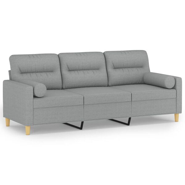 vidaXL 3-osobowa sofa z poduszkami, jasnoszara, 180 cm, tkanina
