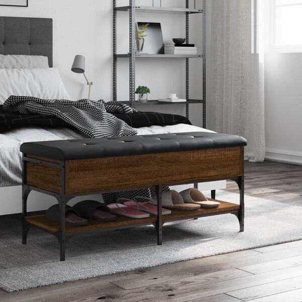 vidaXL Ławka na buty, brązowy dąb, 102x42x45 cm