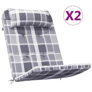 vidaXL Poduszki na krzesła Adirondack, 2 szt., szara krata, Oxford
