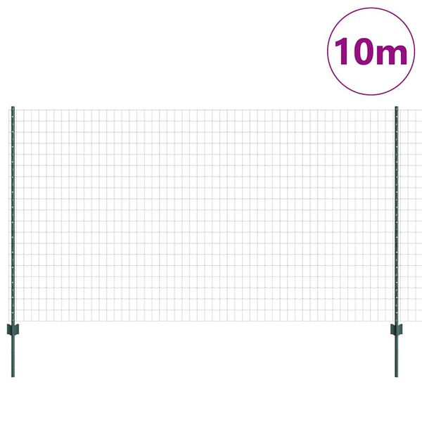 vidaXL Ogrodzenie z słupkiem Zielony 1,4 x 10 m Stal i PVC