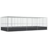 vidaXL Woliera z przedłużeniem, srebrna, 725x307x212 cm, stal