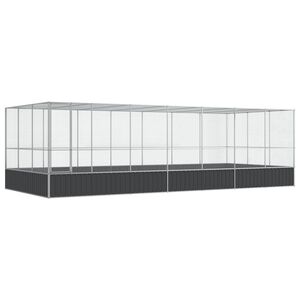vidaXL Woliera z przedłużeniem, srebrna, 725x307x212 cm, stal