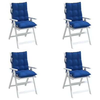 vidaXL Poduszki na krzesła z niskim oparciem, 4 szt., błękit królewski