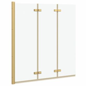 vidaXL Składana kabina prysznicowa złoty 130 x 138 cm