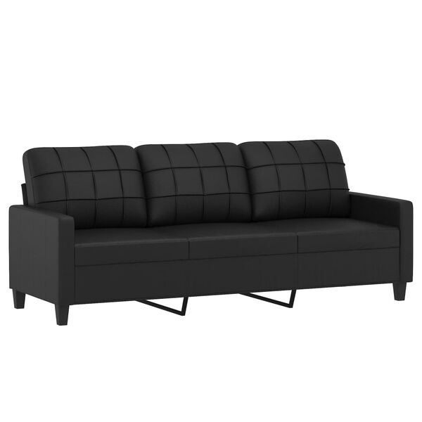 vidaXL 2-osobowa sofa z poduszkami, czarna, sztuczna skóra