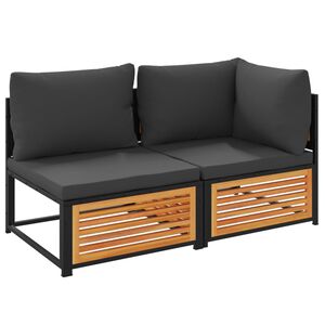 vidaXL Sofa ogrodowa z poduszkami, 2-osobowa, lite drewno akacjowe