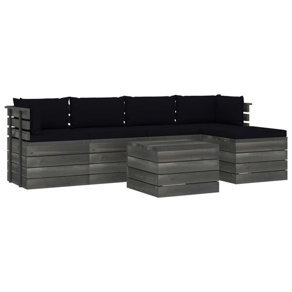 vidaXL 6-cz. zestaw wypoczynkowy z palet, z poduszkami, lita sosna