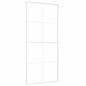vidaXL Drzwi przesuwne, szkło ESG i aluminium, 90x205 cm, białe