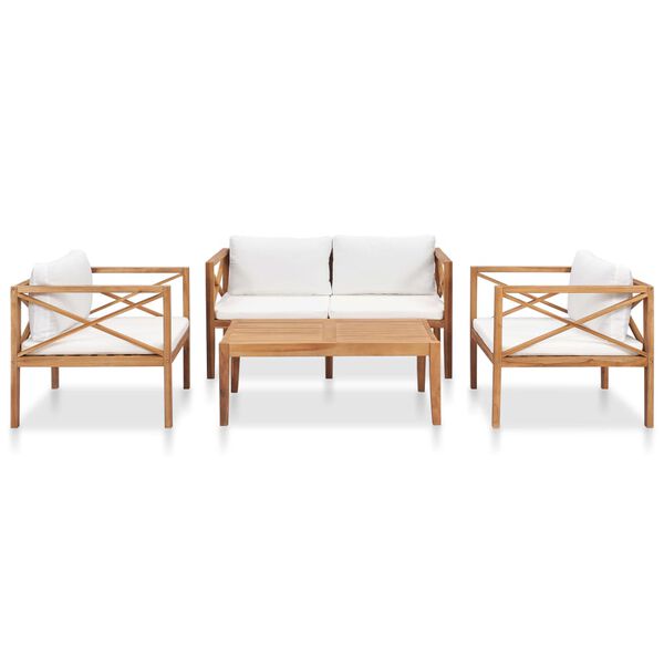 vidaXL 4-cz. zestaw wypoczynkowy do ogrodu, poduszki, drewno tekowe