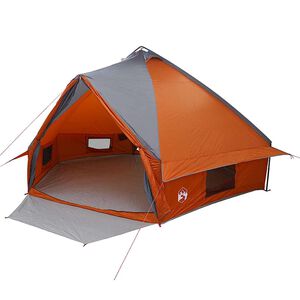 vidaXL Namiot Teepee dla 10 os&oacute;b 10-osobowy Szary i pomarańczowy
