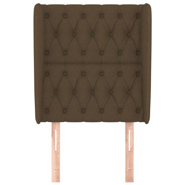 vidaXL Zagł&oacute;wek uszak, ciemnobrązowy, 83x23x118/128 cm, tkanina