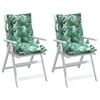 vidaXL Poduszki na krzesła z niskim oparciem, 2 szt., wzór w liście