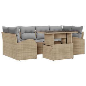 vidaXL Zestaw Sof na Ogr&oacute;d z poduszką 7 pcs Beżowy Rattan poli