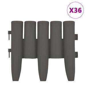 vidaXL Obrzeża trawnikowe, 36 szt., szare, 10 m, PP