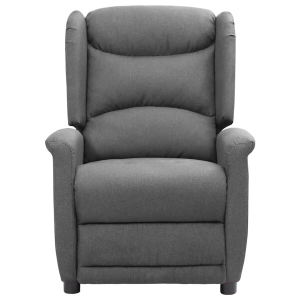 vidaXL Fotel masujący, jasnoszary, obity tkaniną