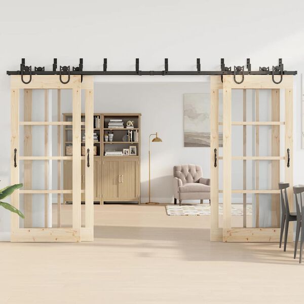 vidaXL System do montażu drzwi przesuwnych, 366 cm, stal, czarny