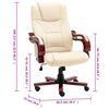 vidaXL Krzesło biurowe, kremowe, obite prawdziwą sk&oacute;rą