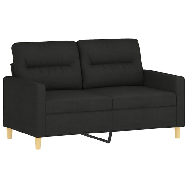 vidaXL 2-osobowa sofa z poduszkami, czarna, 120 cm, tkanina