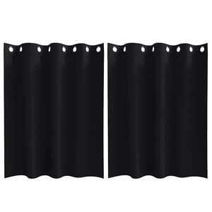 vidaXL Firany blackout z k&oacute;łkami 2 pcs Czarny 140 x 140 cm Poliester