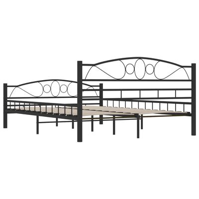 vidaXL Rama łóżka, czarna, stal, 140 x 200 cm