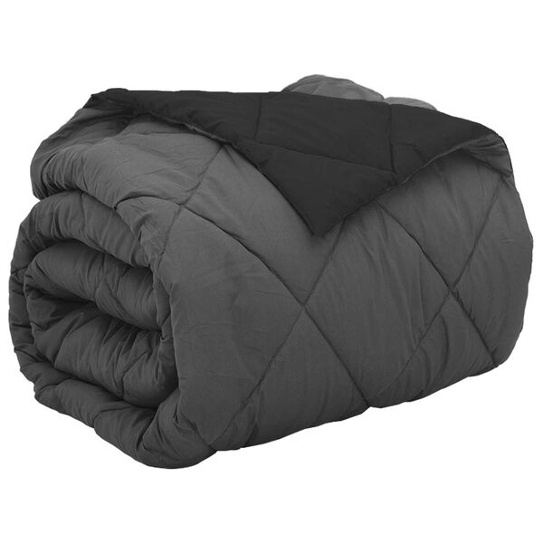 vidaXL Kołdra na cały rok Czarny i antracyt 240 x 260 cm Mikrofibra