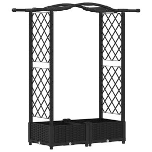 vidaXL Podniesione ł&oacute;żko z kratką i dachem Czarny 124 x 40 x 123 cm PP