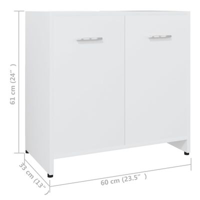 vidaXL Szafka łazienkowa, biała, 60x33x61 cm, materiał drewnopochodny