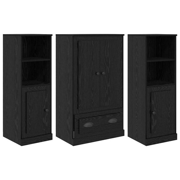 vidaXL Highboard z szufladą 3 pcs Czarny Dąb Materiał drewnopochodny