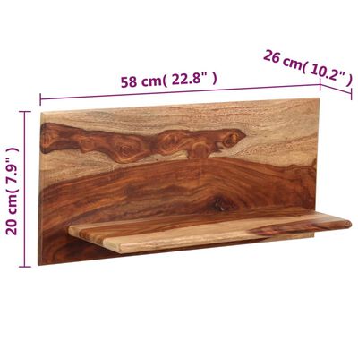 vidaXL Półki ścienne, 2 szt., 58 x 26 x 20 cm, lite drewno sheesham