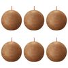 Bolsius Rustykalne świece kule Shine, 6 szt., 76x71 mm, korzenny brąz