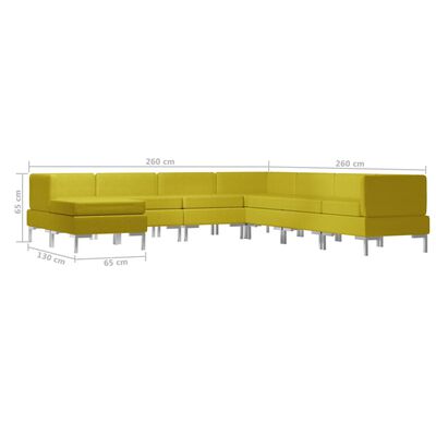 vidaXL 8-częściowy zestaw wypoczynkowy, tapicerowany tkaniną, żółty