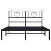 vidaXL Metalowa rama ł&oacute;żka z wezgłowiem, czarna, 160x200 cm