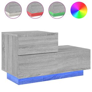 vidaXL Szafka nocna z LED, szary dąb sonoma, 70x36x40,5 cm