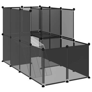 vidaXL Klatka dla małych zwierząt, czarna, 142x74x93 cm, PP i stal