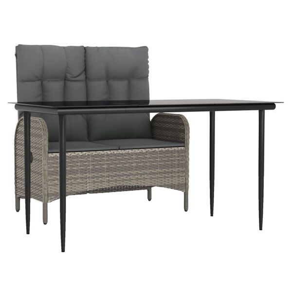 vidaXL 2-cz. zestaw mebli ogrodowych z poduszkami, szary, polirattan