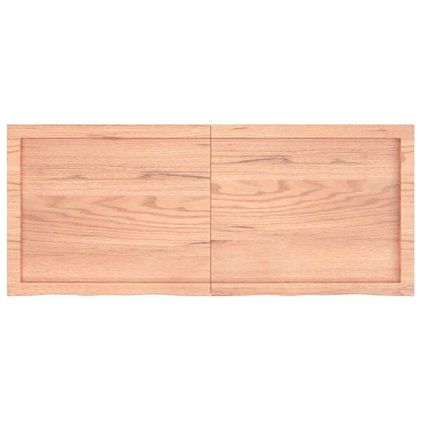 vidaXL P&oacute;łka, brązowa, 120x50x(2-6) cm, lakierowane lite drewno dębowe