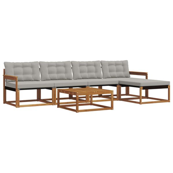 vidaXL Zestaw sof na zewnątrz z poduszką 6 pcs Naturalny i Jasny Szary