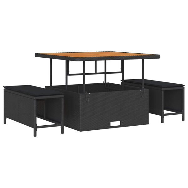 vidaXL Zestaw Sof na Ogr&oacute;d z poduszką 9 pcs Czarny