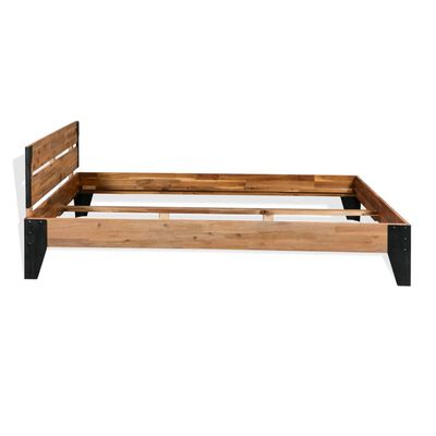 vidaXL Rama łóżka, lite drewno akacjowe i stal, 193x203 cm
