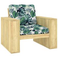 vidaXL Krzesło ogrodowe z poduszkami w liście, impregnowana sosna