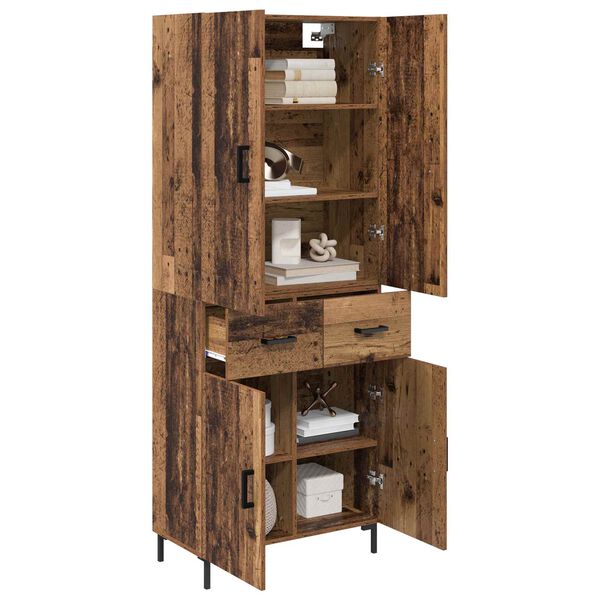 vidaXL Highboard Montowane na ścianie Stare drewno 69,5 x 34 x 180 cm