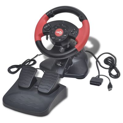 Kierownica do gier wyścigowych do PS2/PS3/PC, czerwona