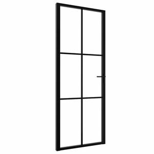 vidaXL Drzwi wewnętrzne, szkło ESG i aluminium, 76x201,5 cm, czarne