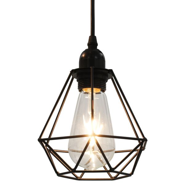 vidaXL Lampa sufitowa, diamentowe klosze, czarna, 3 żarówki E27