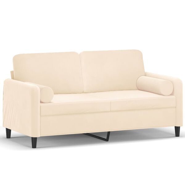 vidaXL 2-osobowa sofa z poduszkami, kremowa, 140 cm, aksamit