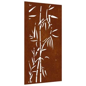 vidaXL Ogrodowa dekoracja ścienna, 105x55 cm, stal kortenowska, bambus