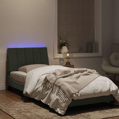 vidaXL Rama łóżka z oświetleniem LED, jasnoszara, 80x200 cm, aksamit