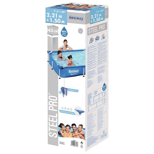 Bestway Basen ogrodowy Steel Pro, 221 x 150 x 43 cm