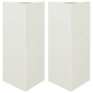 vidaXL Donice ogrodowe, 2 szt., białe, tr&oacute;jkątne, 40x34,5x75 cm, stal